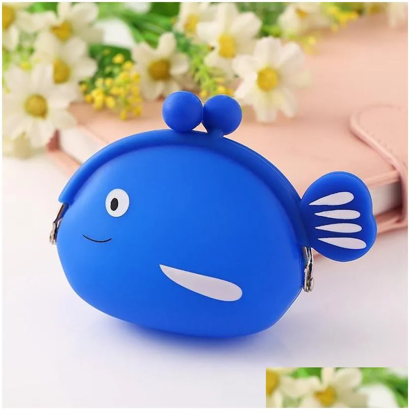 cartoon coin purse silicone fish shape multi color kids wallet child money bag for children day gifts 3 2bs e1