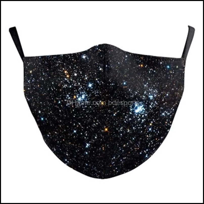 fashion starry sky print face mask galaxy adult washable fabric mask mouthmuffle reusable mask 72 g2