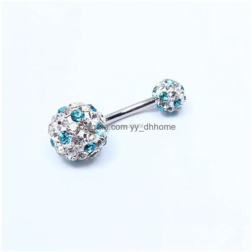 crystal ball belly ring sexy stainless steel navel bell button rings body piercing jewelry for women summer
