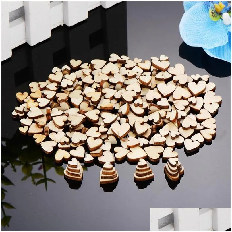 wood mini vintage heart/star shape wedding table scatter decor unfinished wooden scrapbooking crafts ornaments