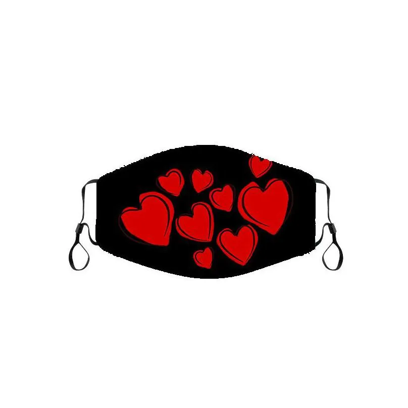 funny face mask dustproof pluggable red love black printing dustproof no filter woman man mouth masks winter 3 5hm k2