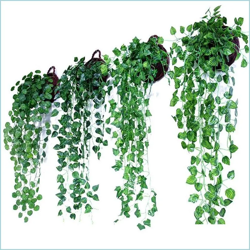 artificial vines leaf hanging basket planting leaves garden ornamental simulation rattan wall hanging decoration parties supplies 4 75mh