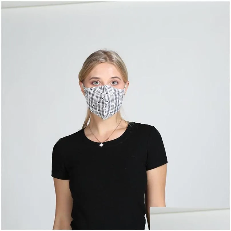 reuseable cloth face masks dustproof mascarilla washable respirator fashion stripe dot lattice flower woman ventilation protect 4 5wha