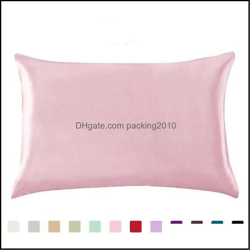 pillow case satin pure color silk cushion single person pillows single packing simplicity cover factory direct selling 7 91xx p1