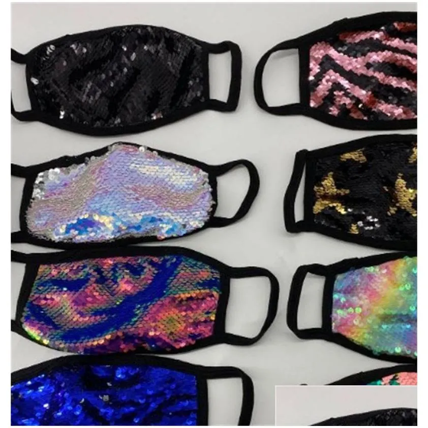 dustproof mermaid sequins face mask polychromatic faces masks men and women mascarilla summer trend good looking pretty shipping 3rm