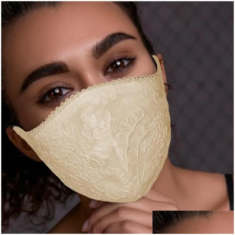 lace foldable face mask protective breathing respirator anti dust mascarilla good looking wear resistance good fashion woman 3xy e2