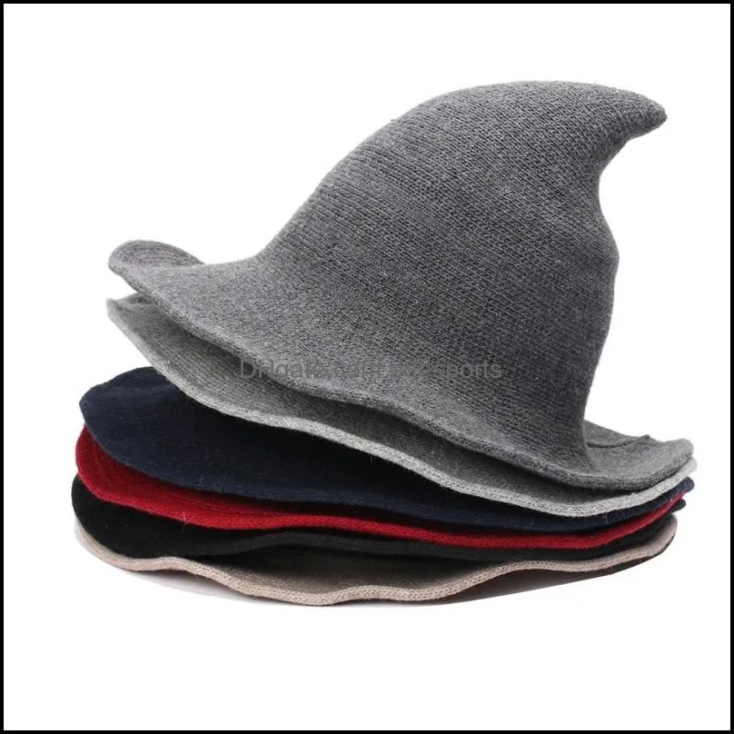 halloween witch hat diversified along the sheep wool cap knitting fisherman hat female fashion witch pointed basin bucket wholesale