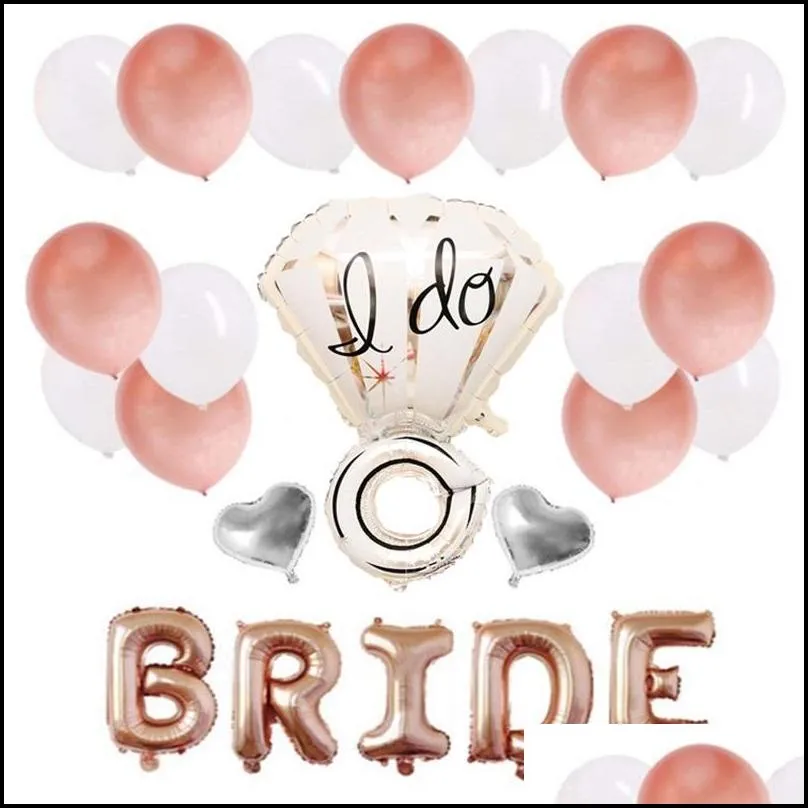 28 piece suit bachelorette party rose gold balloon wedding celebration decorate balloons suit i do diamond ring shape bride letter 8 5hy