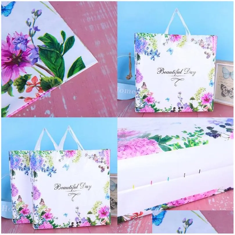 plastic shopping packing bag clothes ornament lady packaging bags womens fashion flowers butterflies handbags beautiful 0 69hh