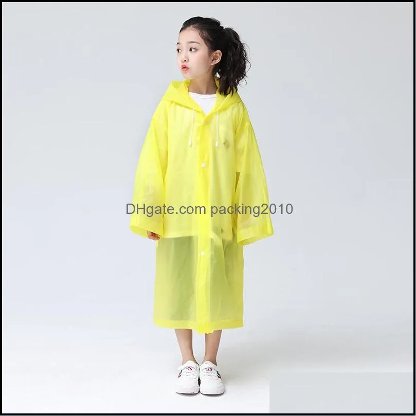 child hooded tour must poncho rainwears non disposable plastic clear pure colors thickening raincoats buttons rain wear reusable 4cj