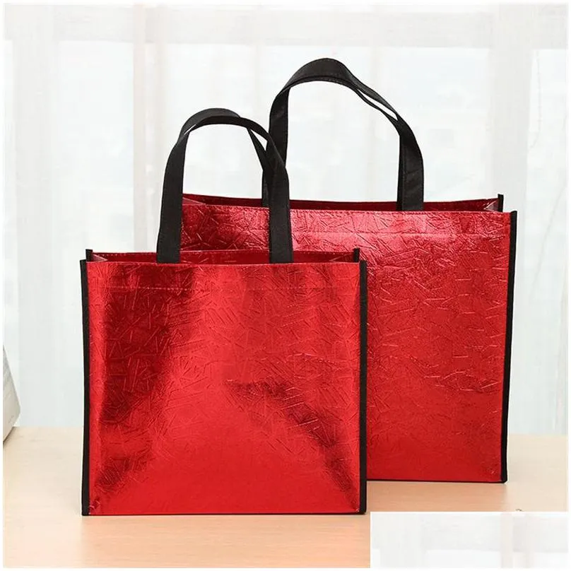 diy shopping bags foldable fashion tote laser fabric nonwoven no zipper bag home reusable handbags 2 6bl g2