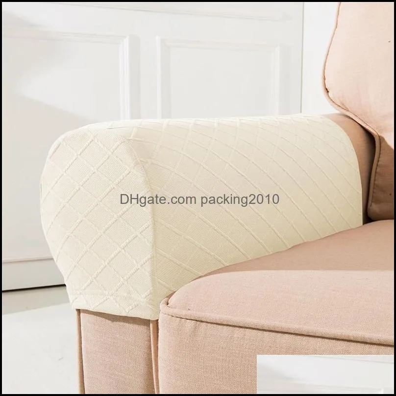 2pcs set cloth handrail cover lattices solid color chair armrest case sofa thickening non slip protective sleeve couch decor new 13 8bn