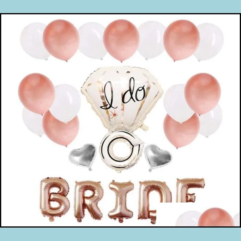 28 piece suit bachelorette party rose gold balloon wedding celebration decorate balloons suit i do diamond ring shape bride letter 8 5hy