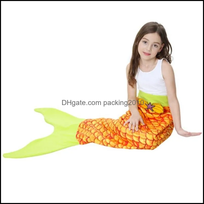 mermaid scale blankets with tail sleeping blanket pattern wave double layer velvet material children like beach towel fashion 43tsh1