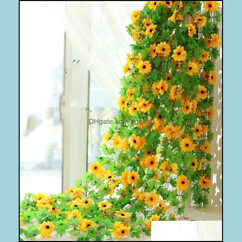 sunflower decorate artificial flower chain shape suspended ceiling plastic fake vines simulation flowers pipe decor party favor 4 58nx