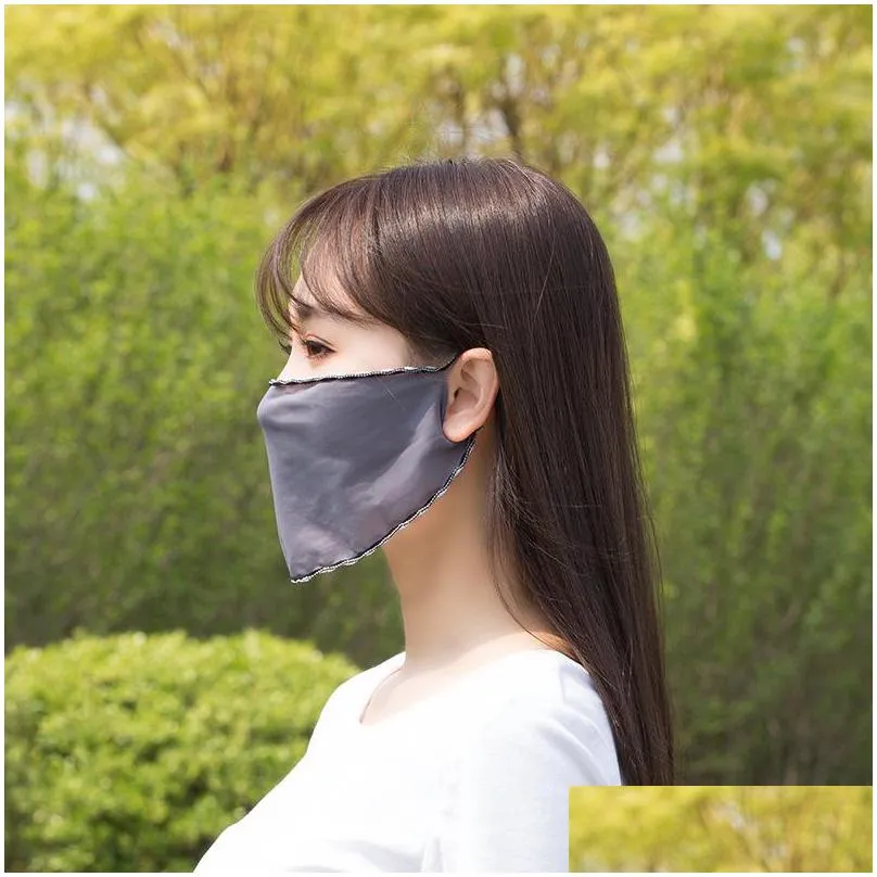 sunscreen respirator dust prevention face shield reuseable mask women fashion iced silk sunshade hanging ear thin outdoor sport 0 79kb