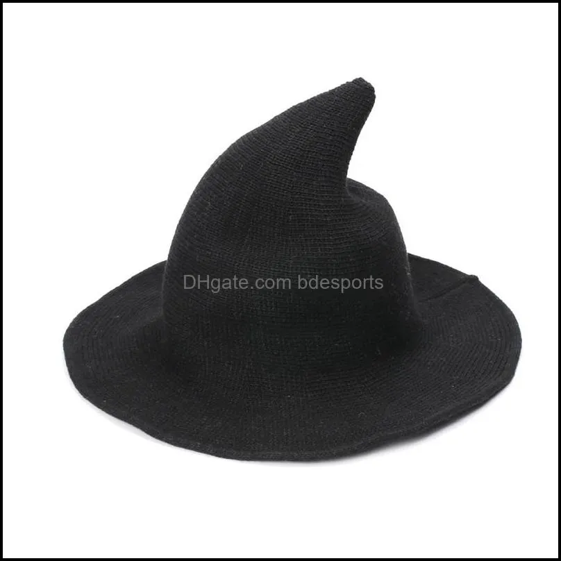 halloween witch hat diversified along the sheep wool cap knitting fisherman hat female fashion witch pointed basin bucket wholesale