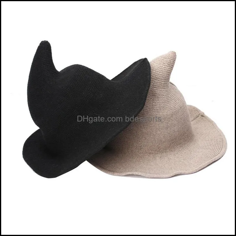 halloween witch hat diversified along the sheep wool cap knitting fisherman hat female fashion witch pointed basin bucket wholesale