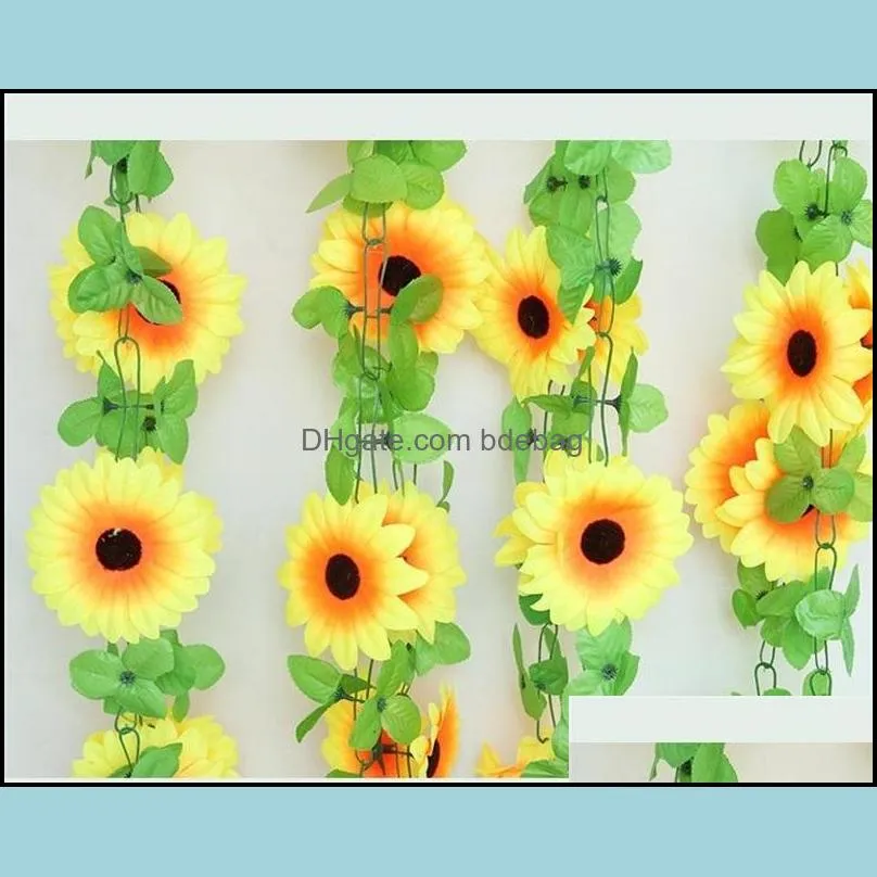 sunflower decorate artificial flower chain shape suspended ceiling plastic fake vines simulation flowers pipe decor party favor 4 58nx