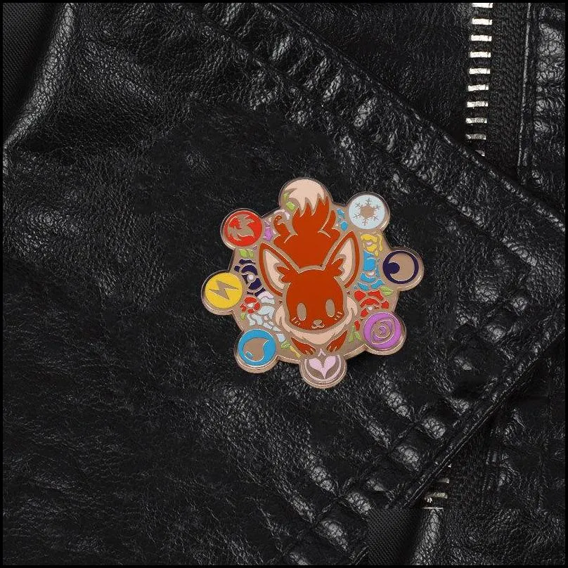 fox flowers enamel pins metal cartoon brooch backpack collar lapel badges women fashion jewelry gifts 1453 d3