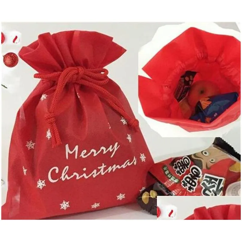 christmas gift pouch storage bag for kids red wedding sweets drawstring bags nonwoven fabric high grade 1 8bm ww
