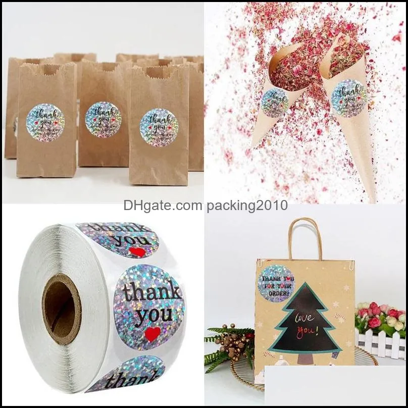 circular thank you sticker envelope packaging adhesivelabel diy seal gifts decoration self adhesive stickynote flash of light new 6 5qy