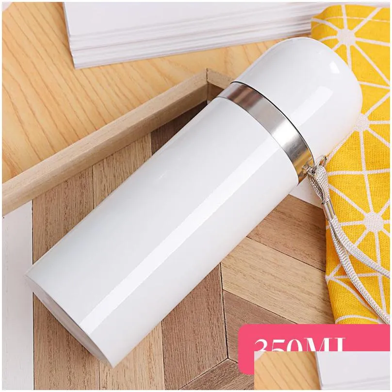 sublimation blank bullet vacuum cup thermoses white coating thermal transfer printing double deck stainless steel thermos cups 350ml 11 5rj