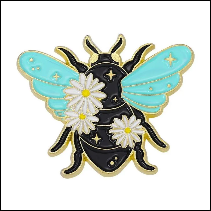 insect enamel brooch pin cartoon colorful butterfly moth with daisy exquisite women badge jewelry vintage flower brooches pins 2zb e3