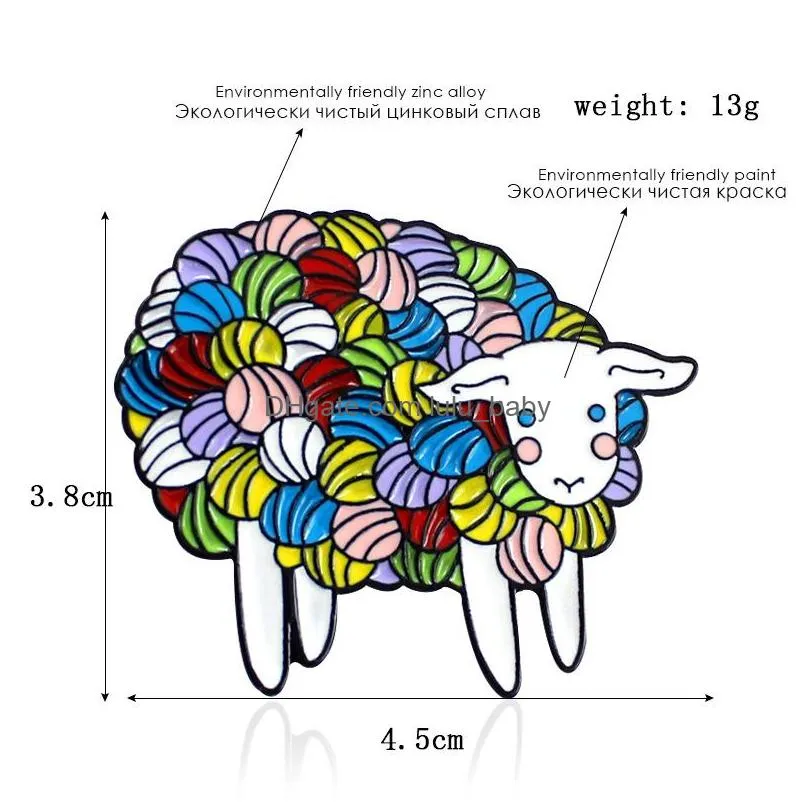 colorful cute little sheep brooch colored wool cartoon animal enamel pin for children wholesale metal badges jewelry small fashion