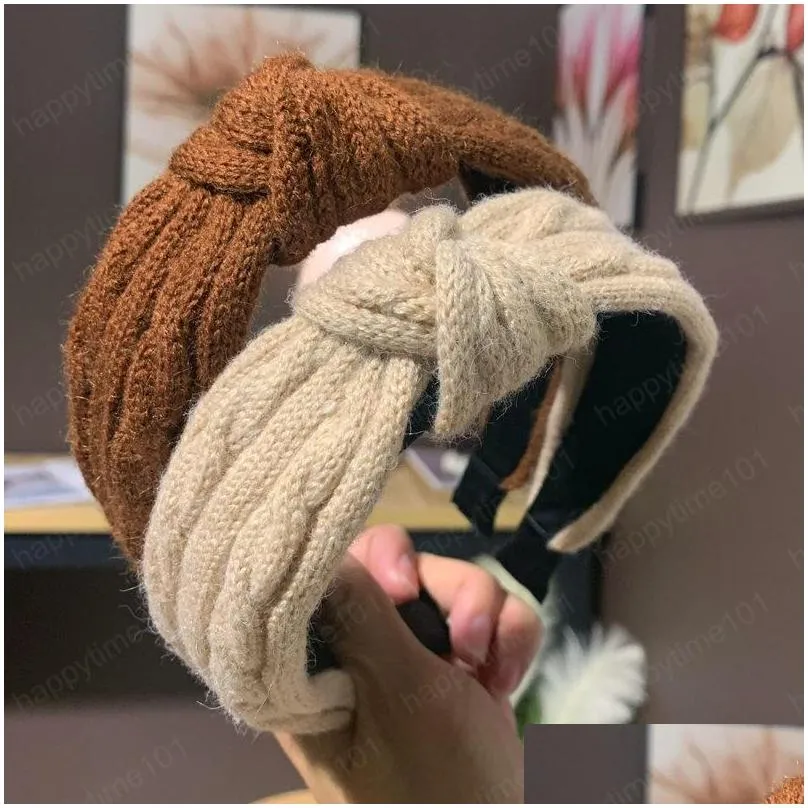 soft knit hairband wide side headband warm autumn winter knitted hair band hoop for women girls 2021 hair accessories headwear