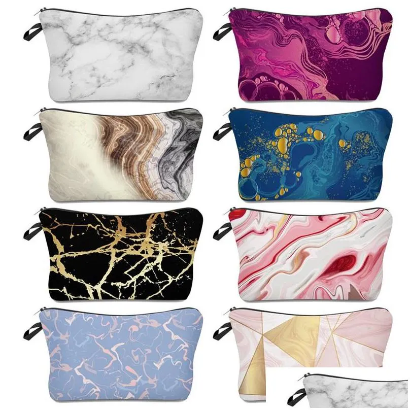 marbling sunflower makeup bag multi function women cute mermaid scale wash cosmetic bags dumplings storage pencil pouch 5xs m2