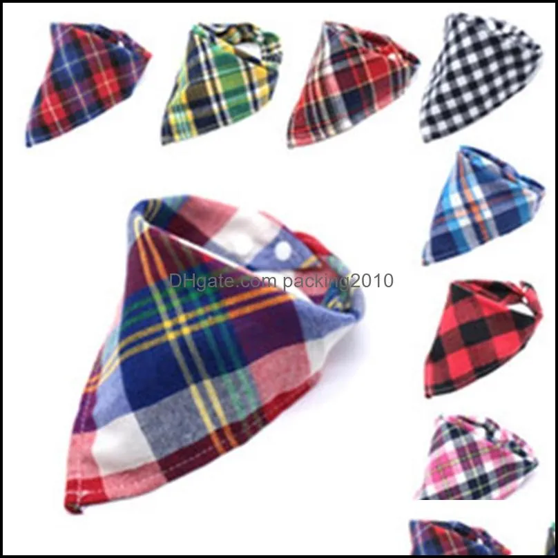 snap button plaid pattern bibs multi color baby cotton wool triangular scarf autumn winter burp towel warm new 1 5tt p2