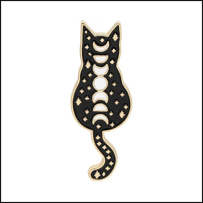 punk pin brooch kitty series versatile  interest enamel lapel badge cat on the moon simplicity insignia lady halloween 1 7zj k2b