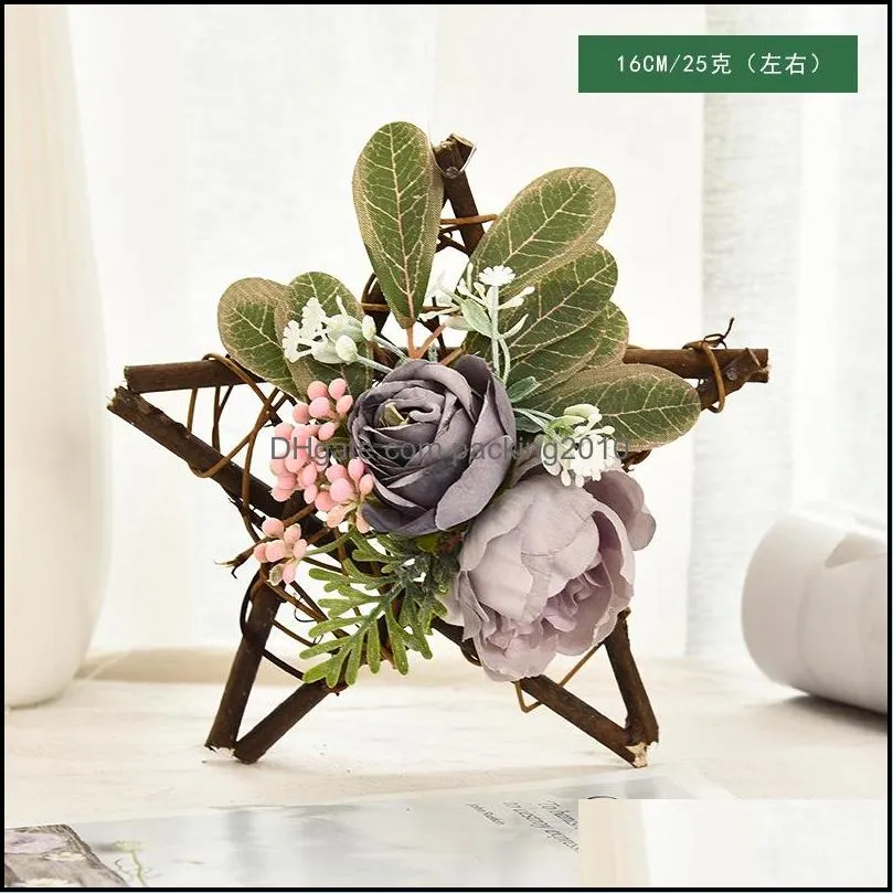 rattans display window ornament home decoration mini artificial flower five pointed star rattan circle pendant new 9gl j2