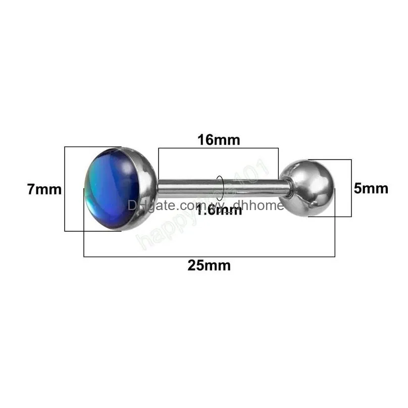 colorful tongue piercing barbell stud tongue ring bar surgical steel punk women body jewelry reflective discoloration