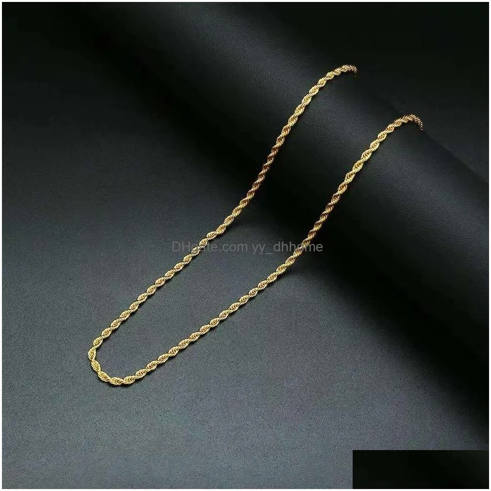 hip hop chain necklace men rapper trendy golden cuba chains 18 k real gold plated twist chain jewelry