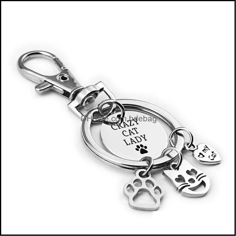 stainless steel keys buckle key chains crazy cat lady claw ring women fashion love decorative 7 99ml uu