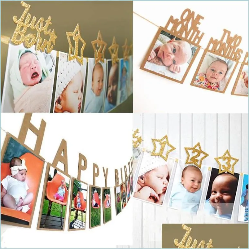 baby first year p o folder wedding pulling flag letters child happy birthday banners fit party decoration 7 3yq e1