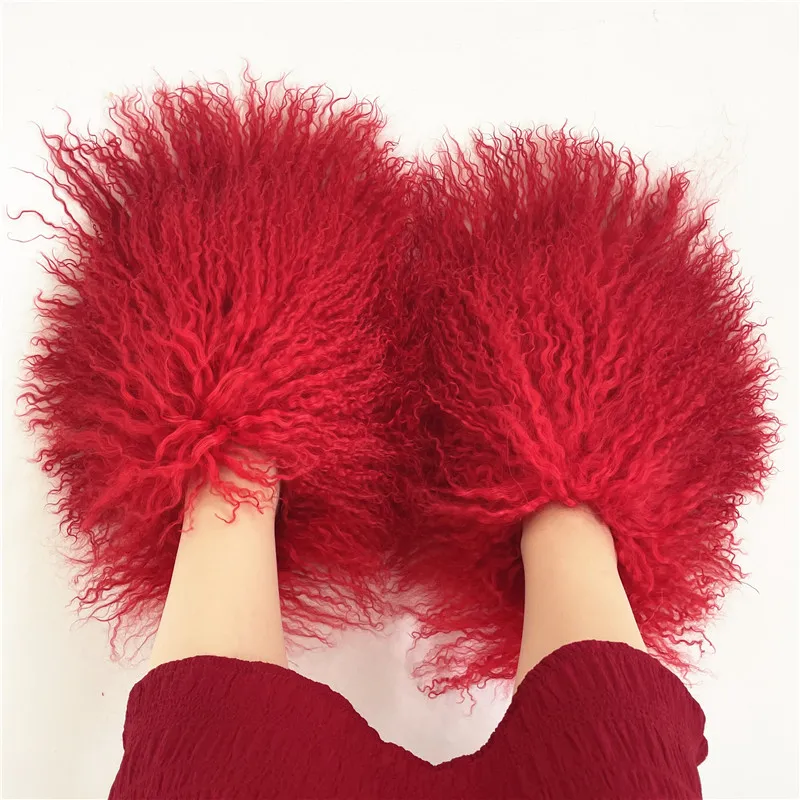 autumn new designer long hair sheep fur slides fashion mongolian slippers for popular