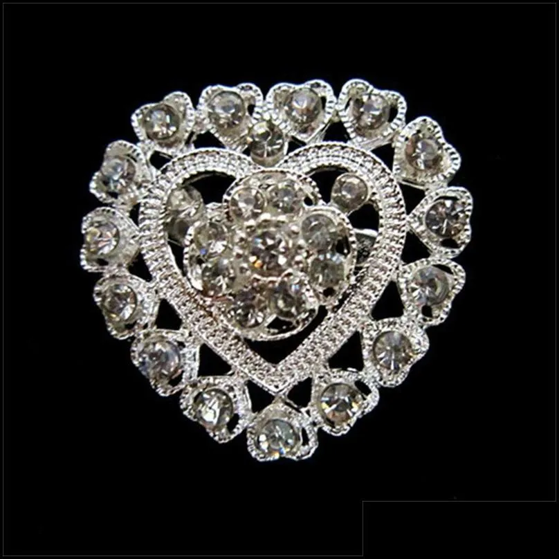 plated silver tone clear rhinestone crystal brooch flower girls corsage fashion wedding bridal bouquet pins brooches 2141 e3