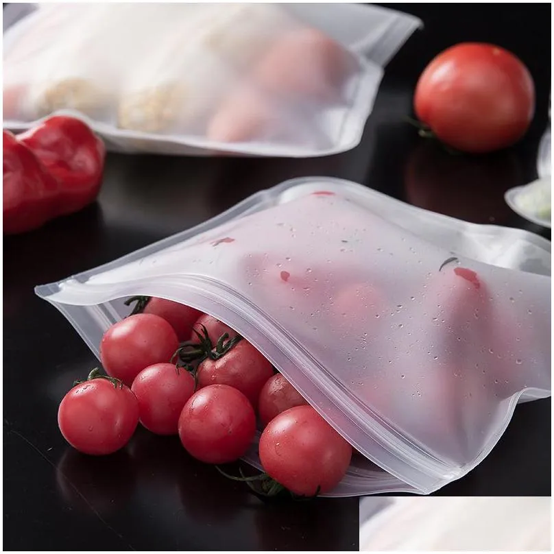 eva food  bag refrigerator cleaning organizer sealed rectangle transparent storage containers kitchen reusable fruit vegetable 3bc