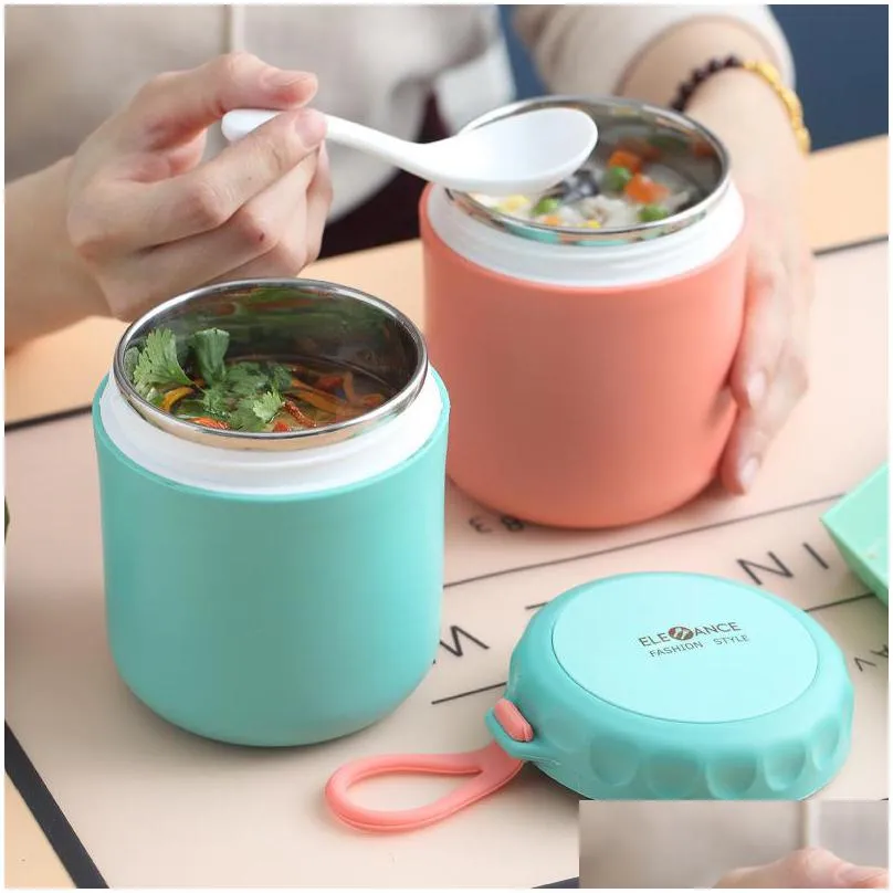 pure color portable lunch box water cups stainless steel heat preservation tank porridge soup vacuum cup insulated food containers 11js