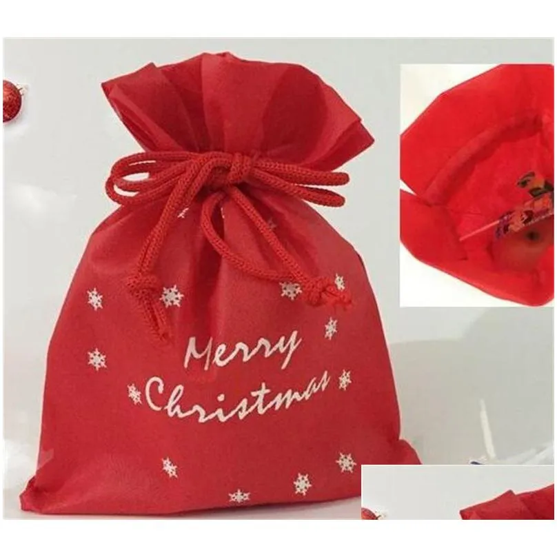 christmas gift pouch storage bag for kids red wedding sweets drawstring bags nonwoven fabric high grade 1 8bm ww