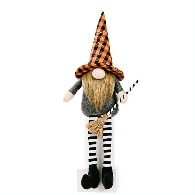 halloween rudolph plush dolls party gift trick or treat broom long leg caps faceless gnomes white whiskers doll 29cm festival supplies 12 2qt