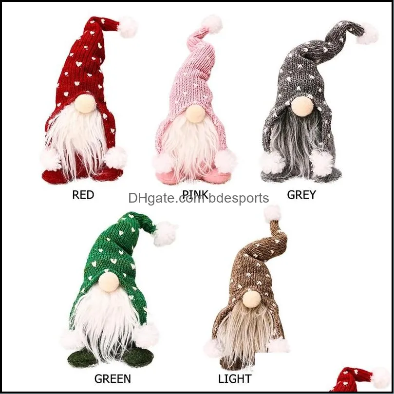 white beard faceless plush ornaments new party supplies rudolph christmas gnomes forest man doll green red knitted cap kids xmas elf gifts 5 5hb