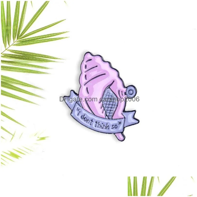 fashion creative purple magic conch brooches letter i do not think so dripping brooch cartoon badges denim shirt gift bag accessories collar