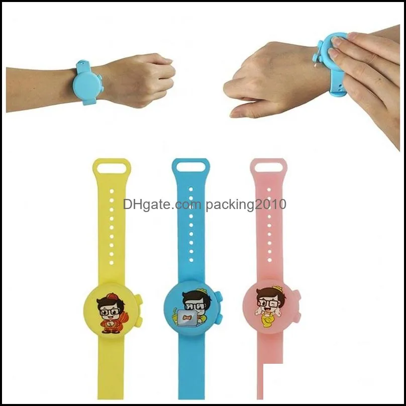 silicone wristband fashion watch hand sanitizer bracelets portable for children wash round shape mix color safe 15ak f2