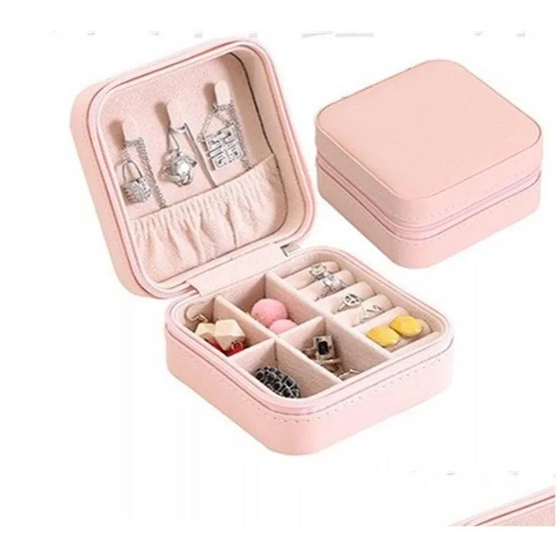 storage box travel jewelry boxes organizer pu leather display storages case necklace earrings rings jewellry holder gift cases boxs 137