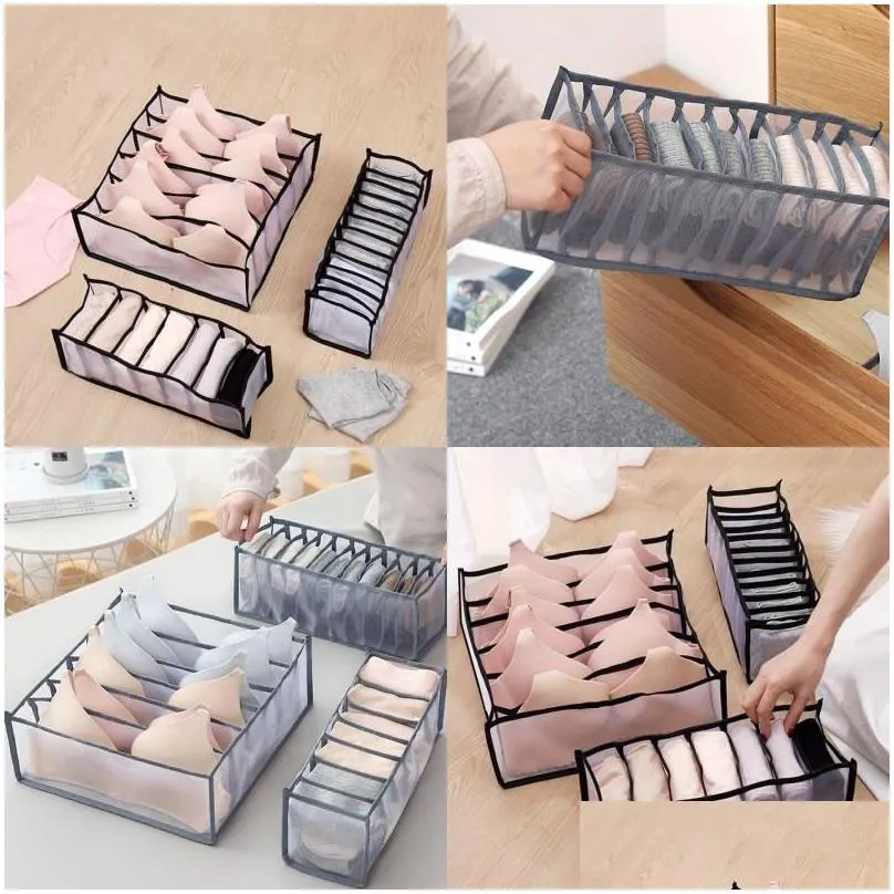 drawer type bras packing boxs home supplies adult children underwear underpants socks black grey storage box 6 5ly3 j2