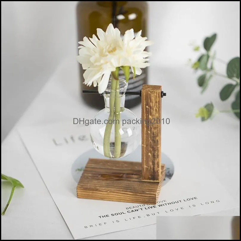 originality vase fashion wooden frame hydroponics glass transparent desktop ornaments flowerpot botany new vases new arrival 10 8sy3